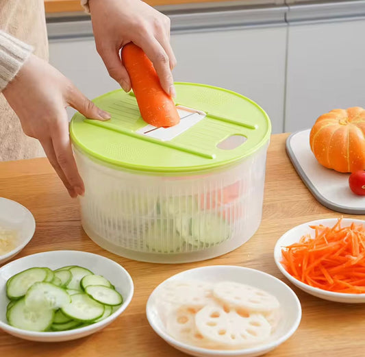 Coupe-Légumes Multifonction 9 en 1 avec Essoreuse - Mandoline Professionnelle Râpe et Trancheuse